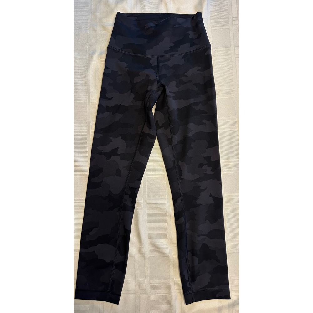Lululemon Leggings Womens 4 Black Camo Wunder Under High-Rise Crop 21 Luxtreme